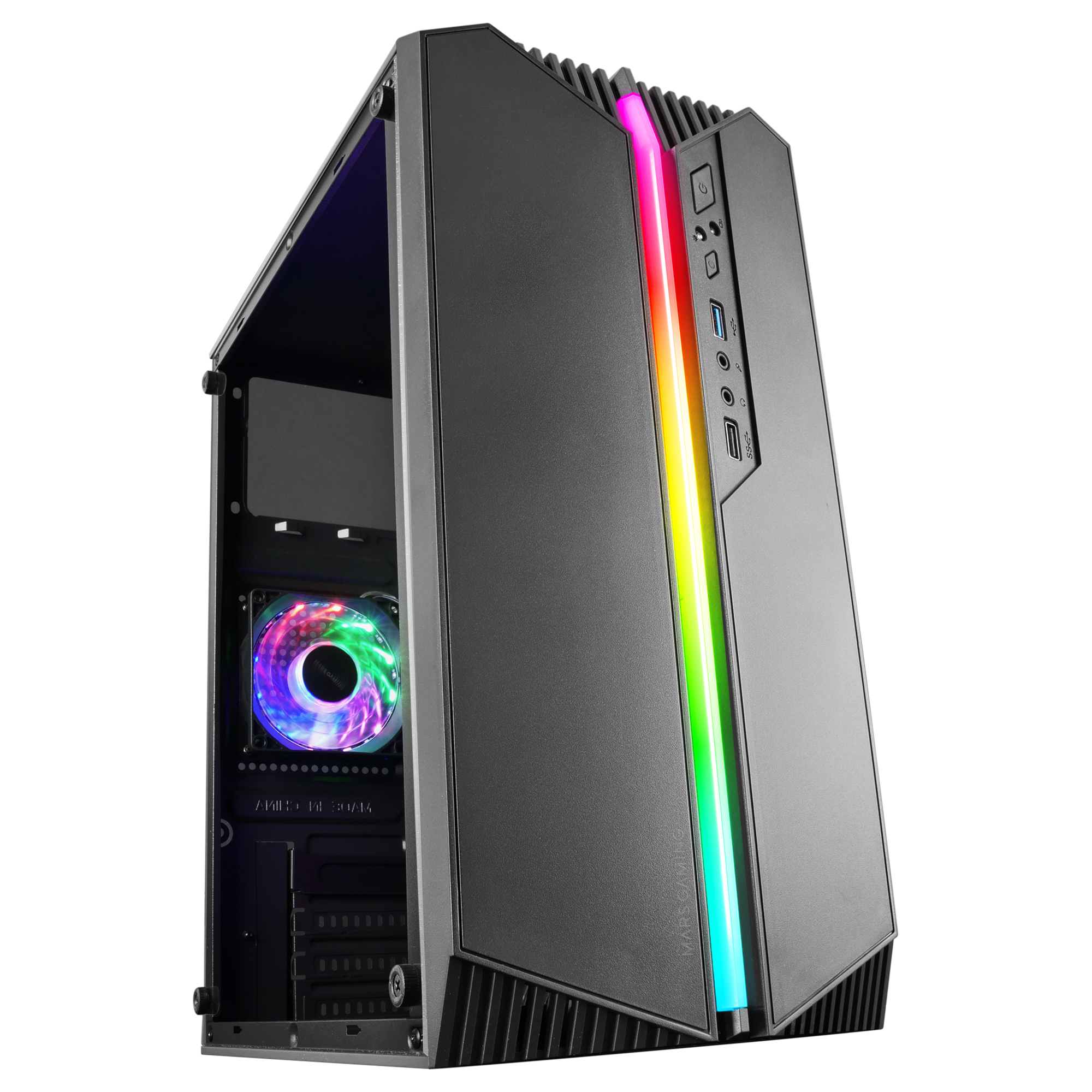 Mars Gaming MC-S1 Black Compact Micro-ATX Gaming PC Case ARGB Lighting 12 Modes FRGB Fan Full Side Window – image 1