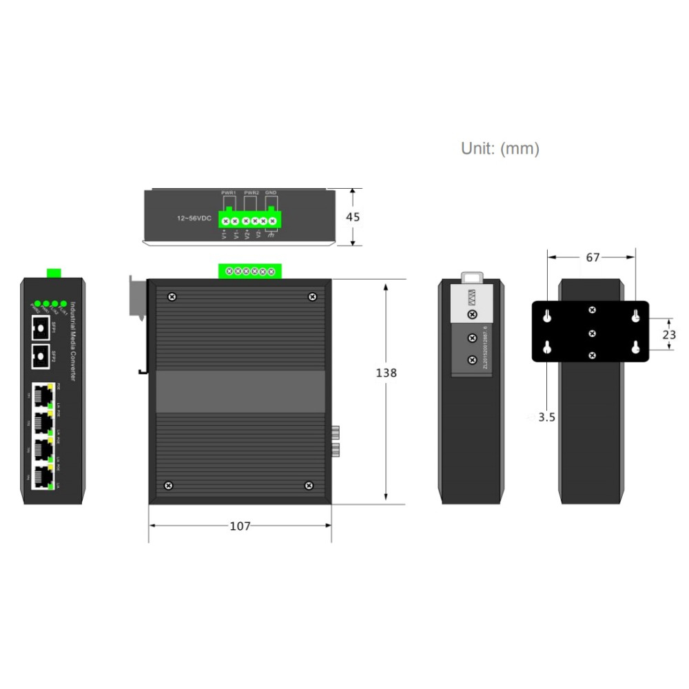 Techly I-SWHUB-IND3204 network switch Gigabit Ethernet (10/100/1000) Black – image 8