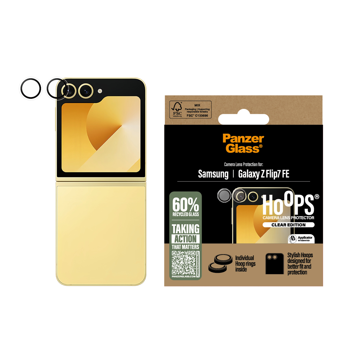 PanzerGlass® Hoops® Transparent Camera Lens Protector Samsung Galaxy Z Flip7 FE