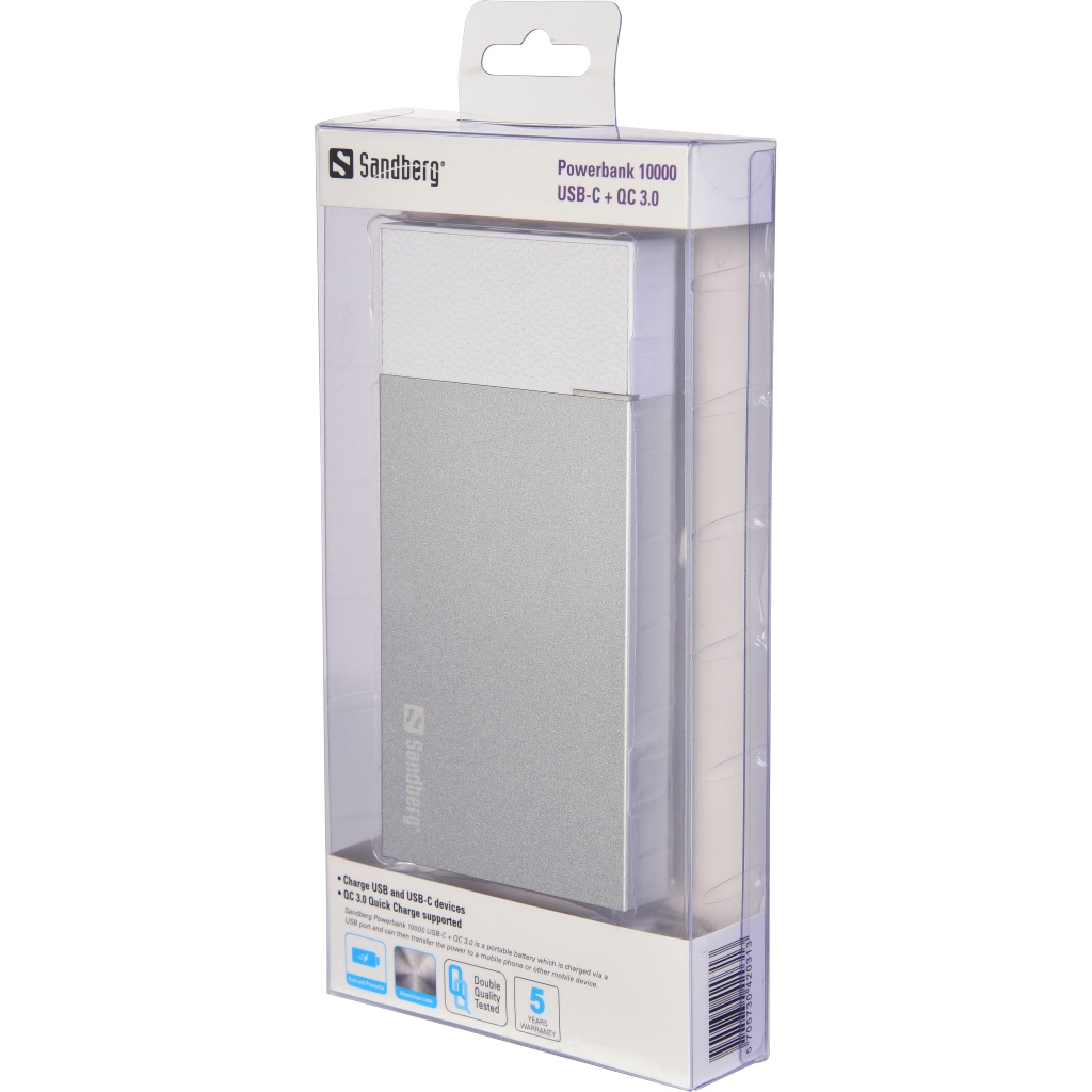 Sandberg Powerbank 10000 USB-C + QC 3.0 – image 2