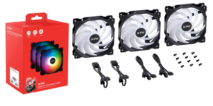 XPG VENTO 120 ARGB PWM Case per computer Ventilatore 12 cm Nero 3 pz