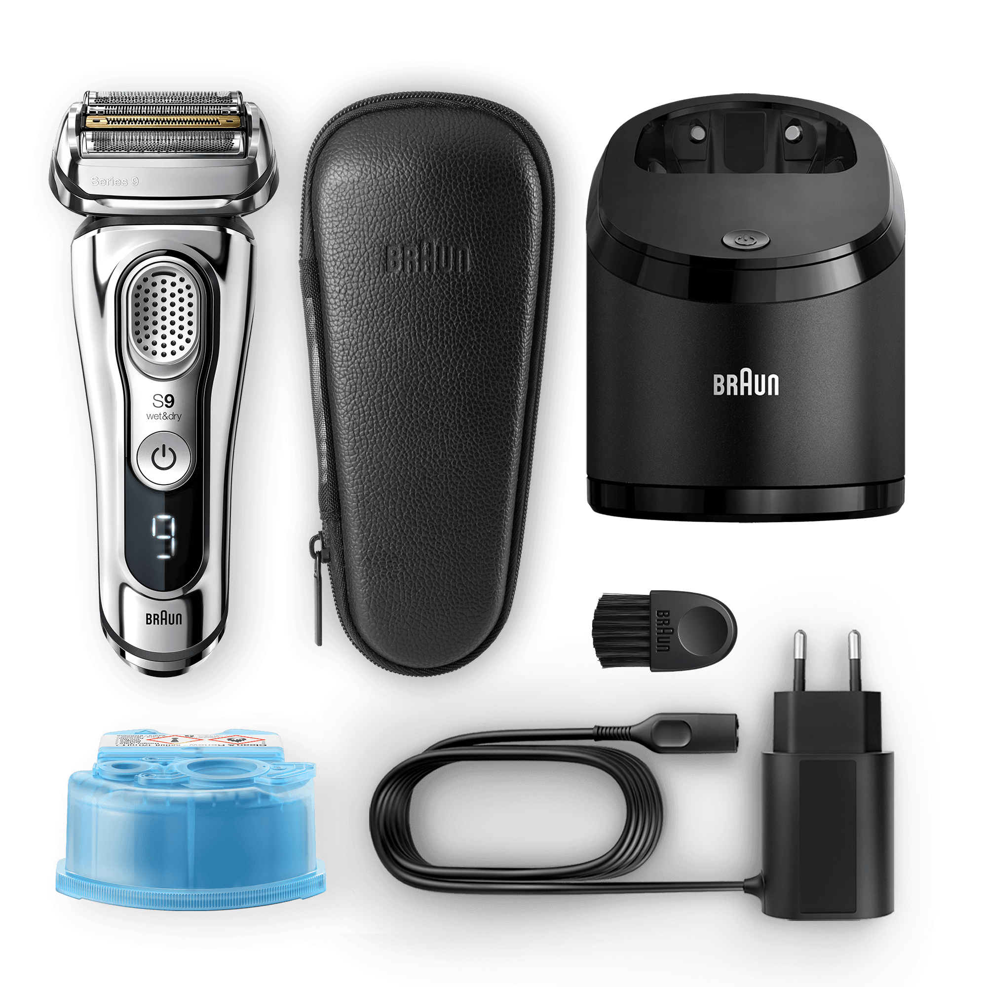 Braun Series 9 9395cc Latest Generation Electric Shaver, Clean&Charge Station, Leather Case, Chrome – image 8