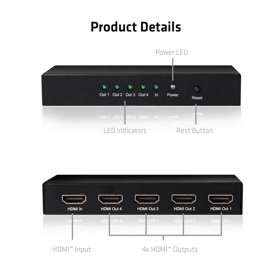 CLUB3D HDMI™ 4K@60Hz UHD Splitter AC Power 4 ports – image 5
