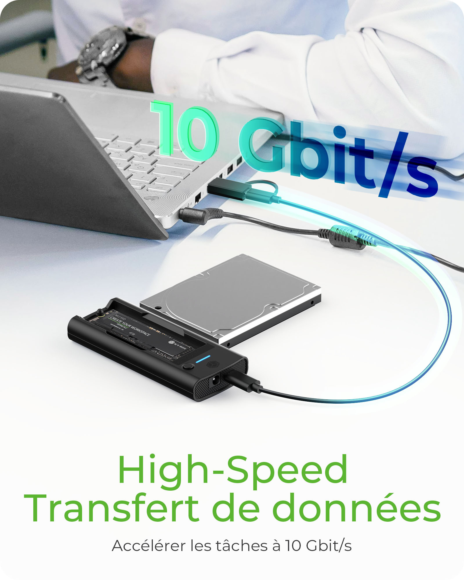 ICY BOX IB-180MS-C31 USB 3.2 Gen 2 (3.1 Gen 1) Type-C Noir