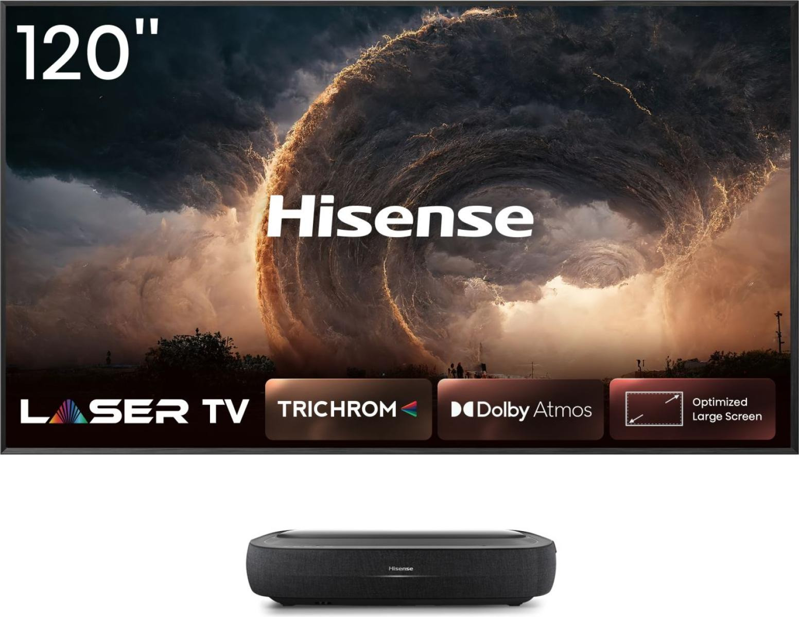 Hisense 120L9HA projection TV Ultra short throw projector 3000 ANSI lumens DLP UHD 4K (3840x2160) Black, Dark Grey – image 1