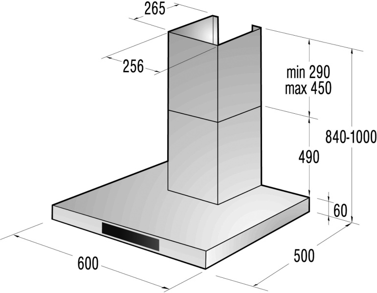 Gorenje DT6545E cooker hood Wall-mounted Stainless steel 636 m³/h – image 2