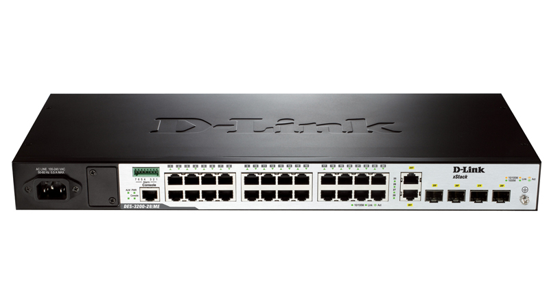 D-Link DES-3200-28/ME/C1 network switch Managed L2 Fast Ethernet (10/100) 1U Black