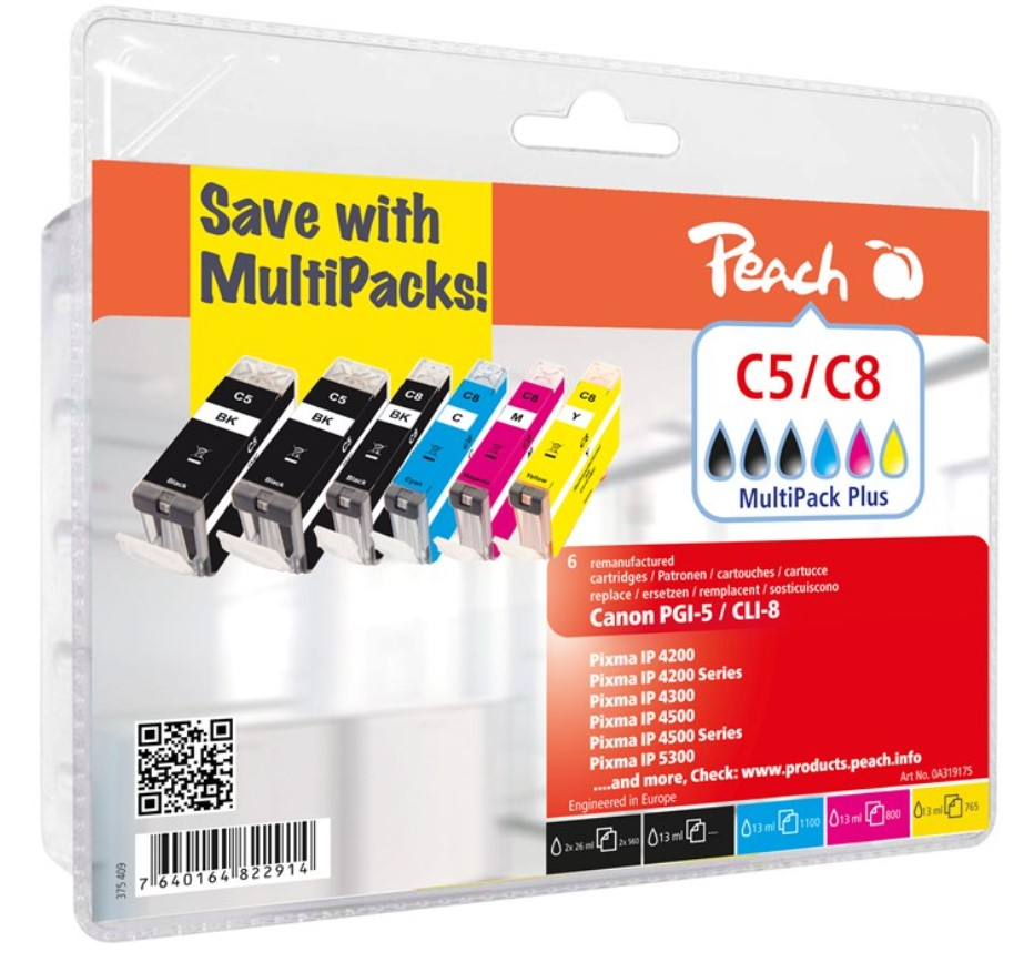 Peach 0F319175 ink cartridge 1 pc(s) Black, Cyan, Magenta, Photo black, Yellow