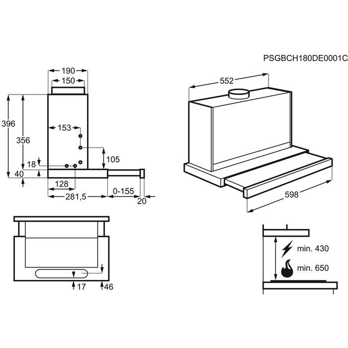 AEG ADF6051AW Semi built-in (pull out) White 368 m³/h – image 2