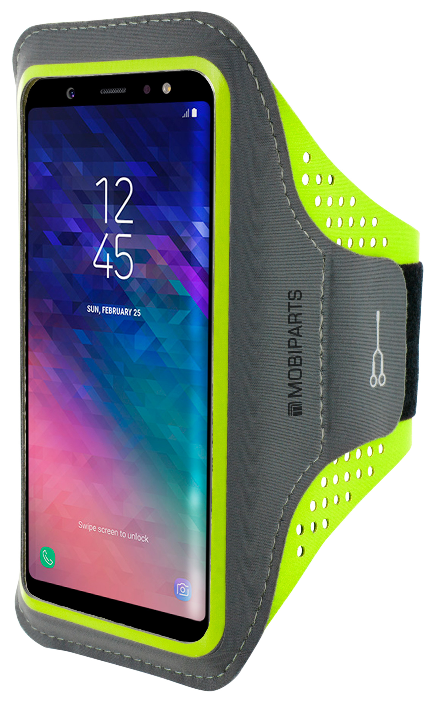 Mobiparts Comfort Fit Sport Armband Samsung Galaxy A6 Plus (2018) Neon Green