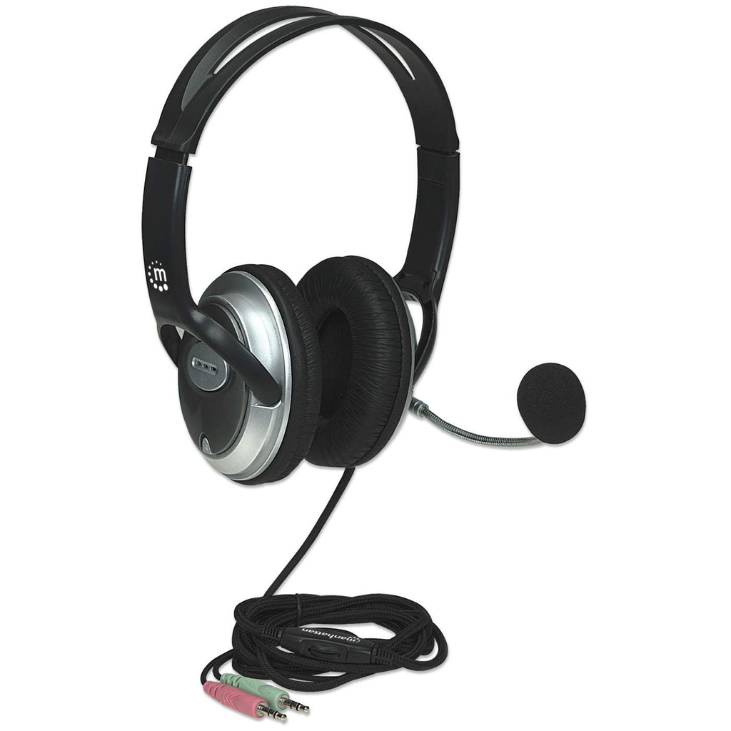 Manhattan Stereo Over-Ear Headset (3.5mm), Microphone Boom (padded), Adjustable Steel Headband, In-Line Volume Control, Ear Cushions, Std – image 2