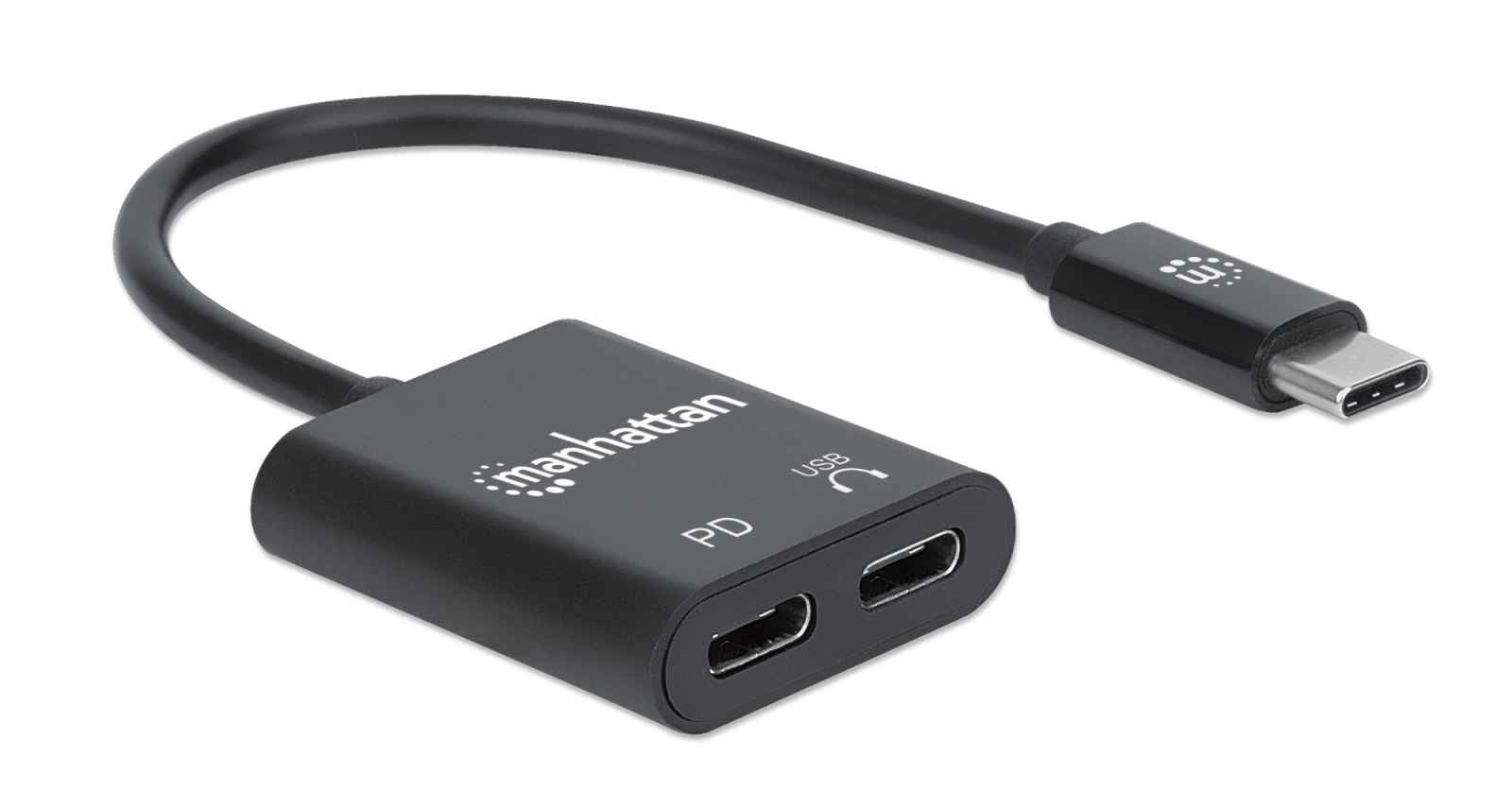Manhattan USB-C to USB-C Audio Adapter and USB-C (inc Power Delivery), Black, 480 Mbps (USB 2.0), Cable – image 2