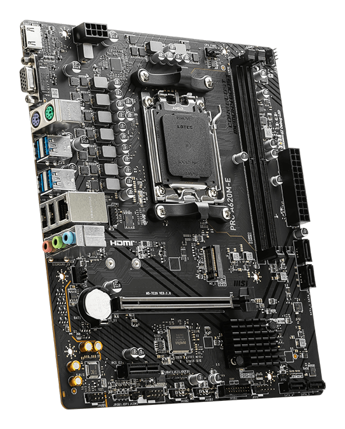 Tarjeta Madre MSI PRO A620M-E - Socket AM5 - 2x DDR5 - 4800/5800/6000MHz - HDMI - VGA - USB 2.0/3.2 - Mini ATX  - PRO A620M-E