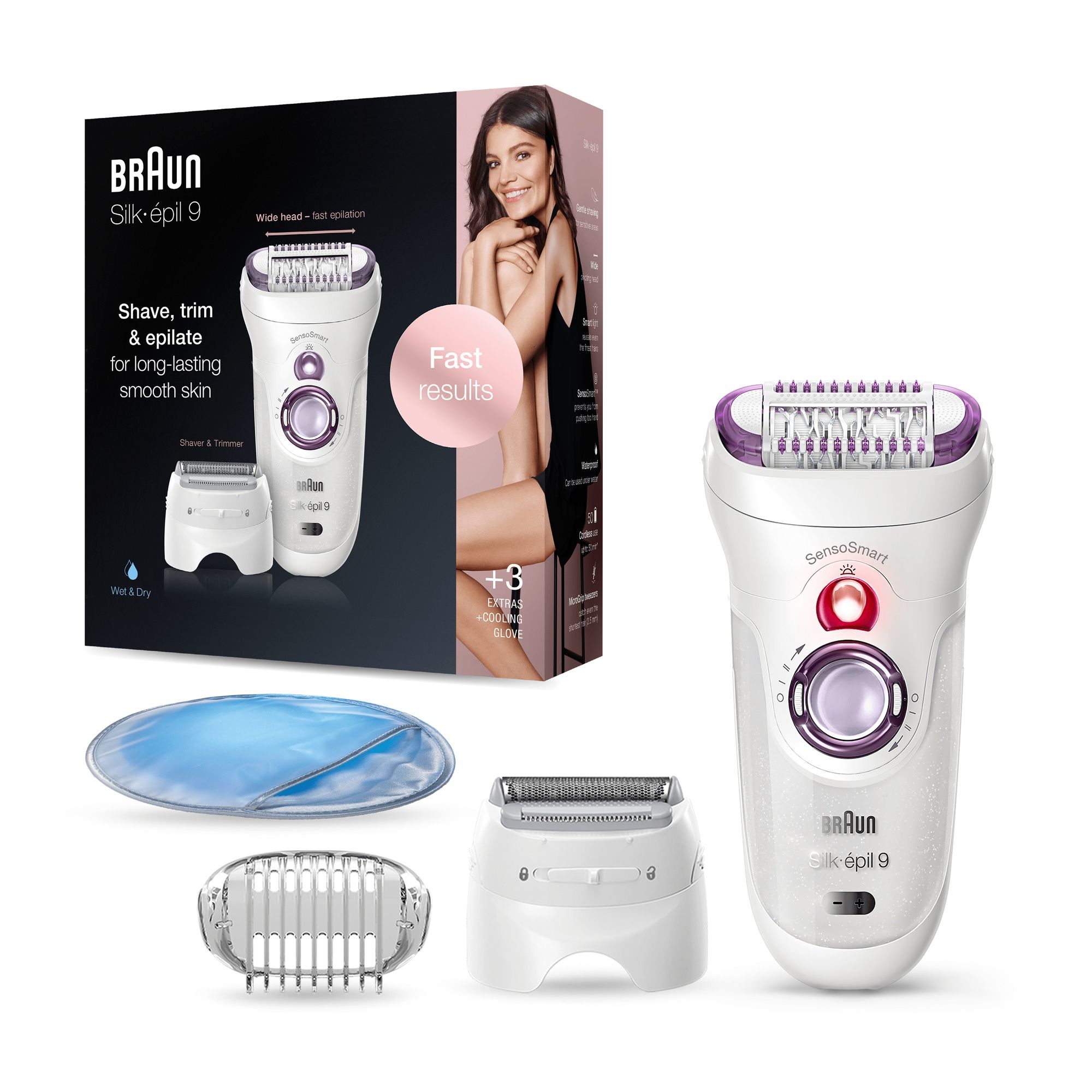 Braun Silk-épil 9 81706314 epilator 40 tweezers White, Violet – image 1