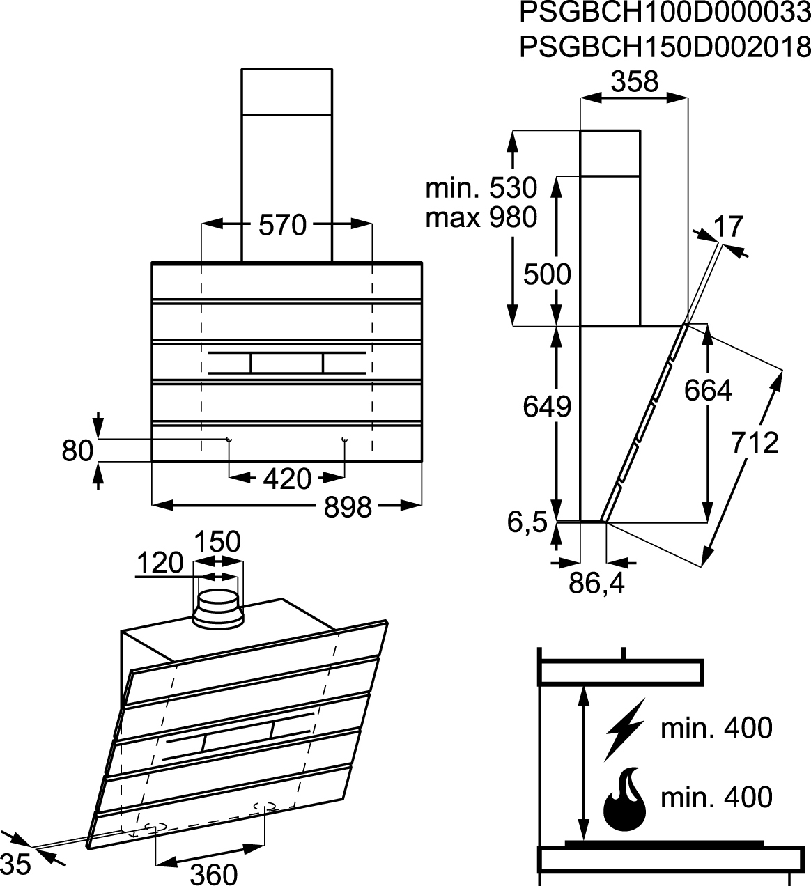 AEG X69453MV02 Wall-mounted Stainless steel 560 m³/h – image 2