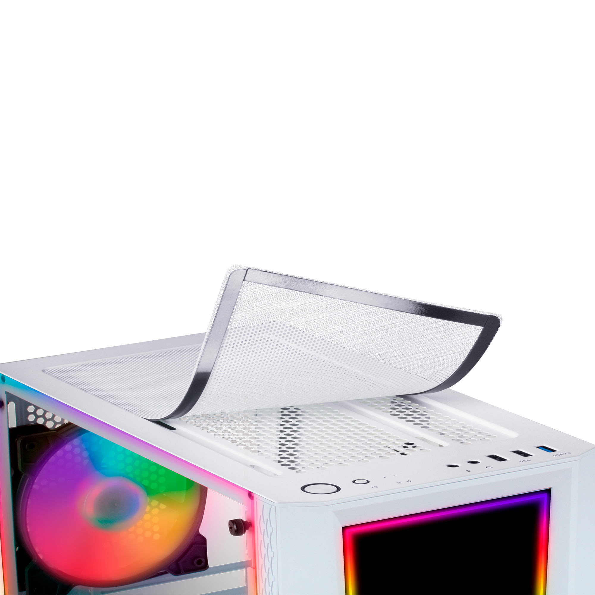 Mars Gaming MC-ART White ATX Gaming PC Case Double Drawable Tempered Glass ARGB 12 Modes – image 4