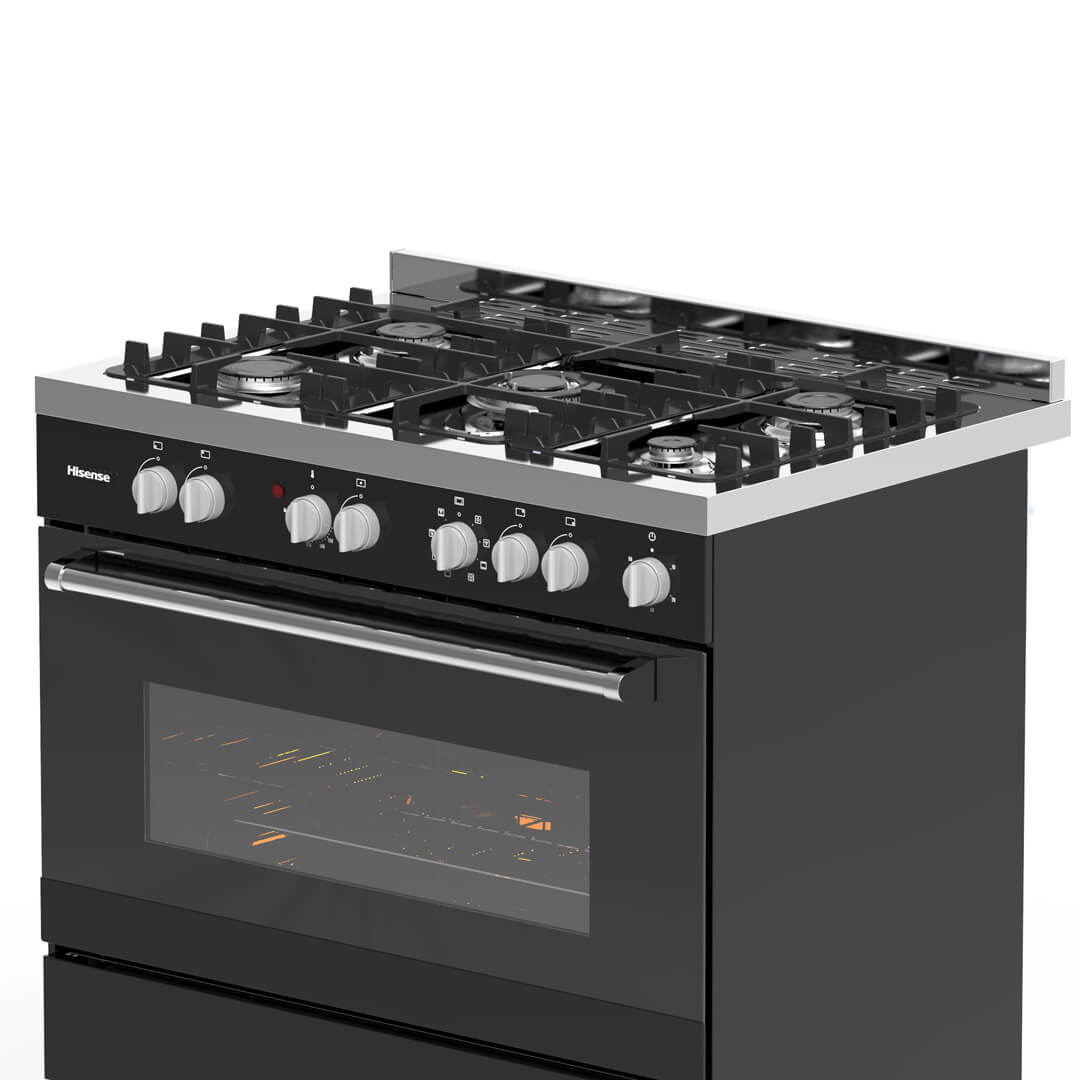 Hisense HFS90GA5EBL cooker Freestanding cooker Electric Gas Black, Silver – image 4