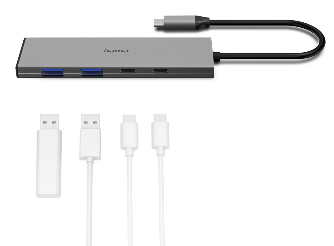 Hama USB-C hub, 4 Ports, 2x USB-A, 2x USB-C, USB 3.2 Gen2, 10 Gbit/s, PD, aluminium – image 3