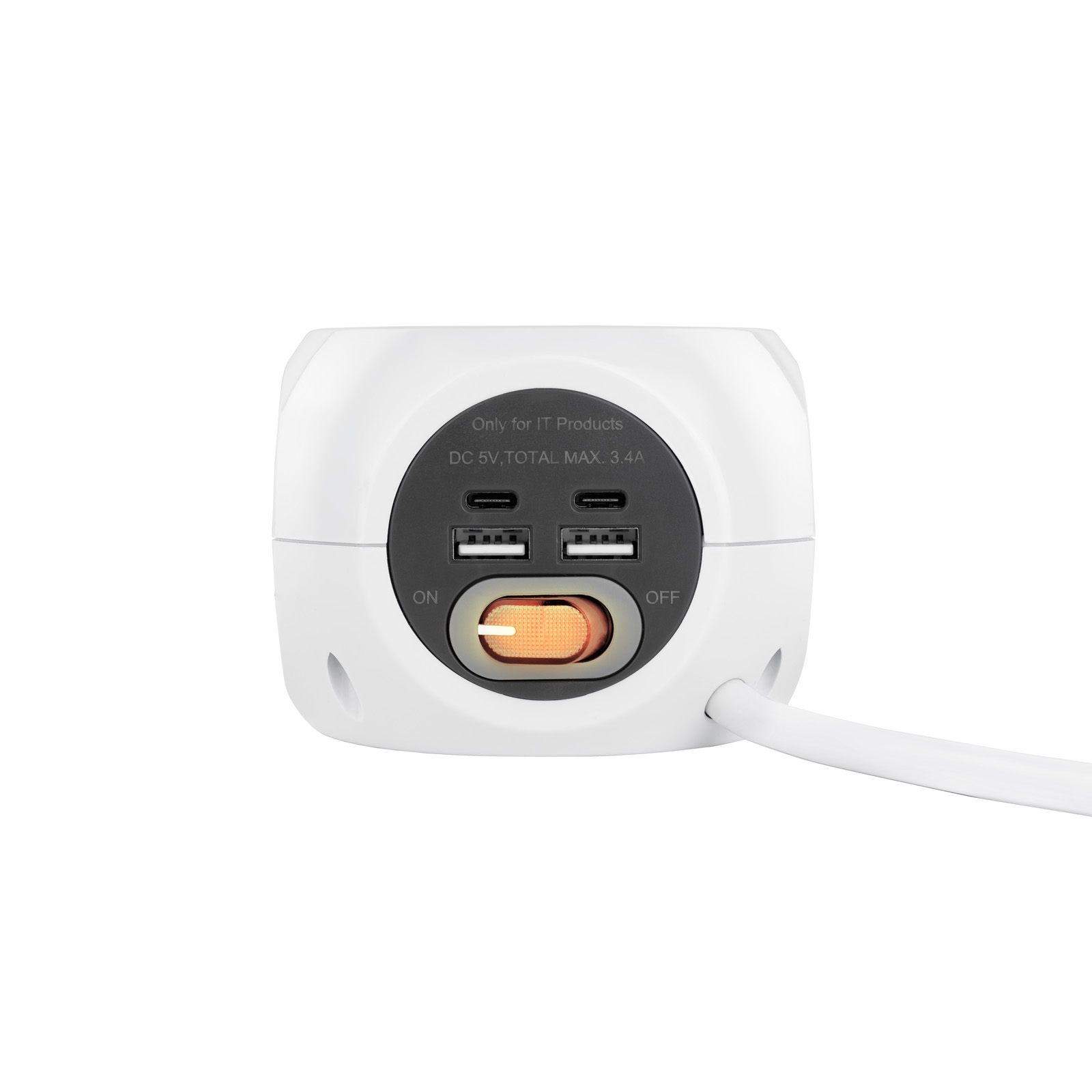Nanocable 3-socket socket with 4 USB's (2 USB A + 2 USB-C) and wireless charging, with switch – image 2