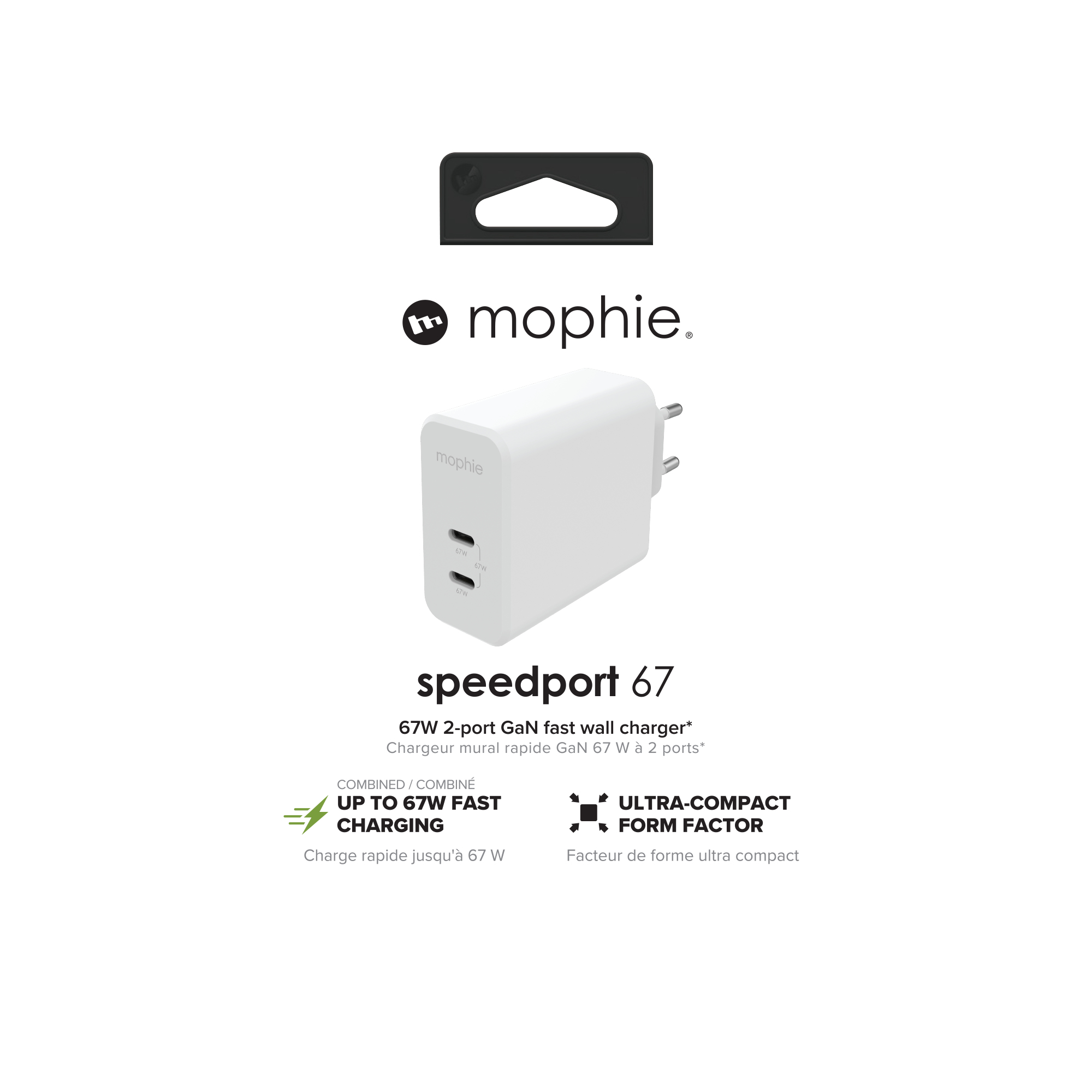 mophie Accessories-Wall Adapter-USB-C-PD-DUAL-67W-GAN-White-EU (2xUSBC) – image 3