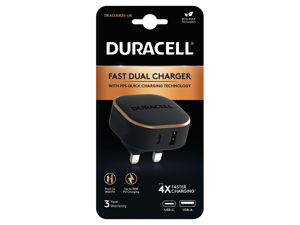 Duracell DRACUSB20-UK mobile device charger Black AC Fast charging Indoor – image 2
