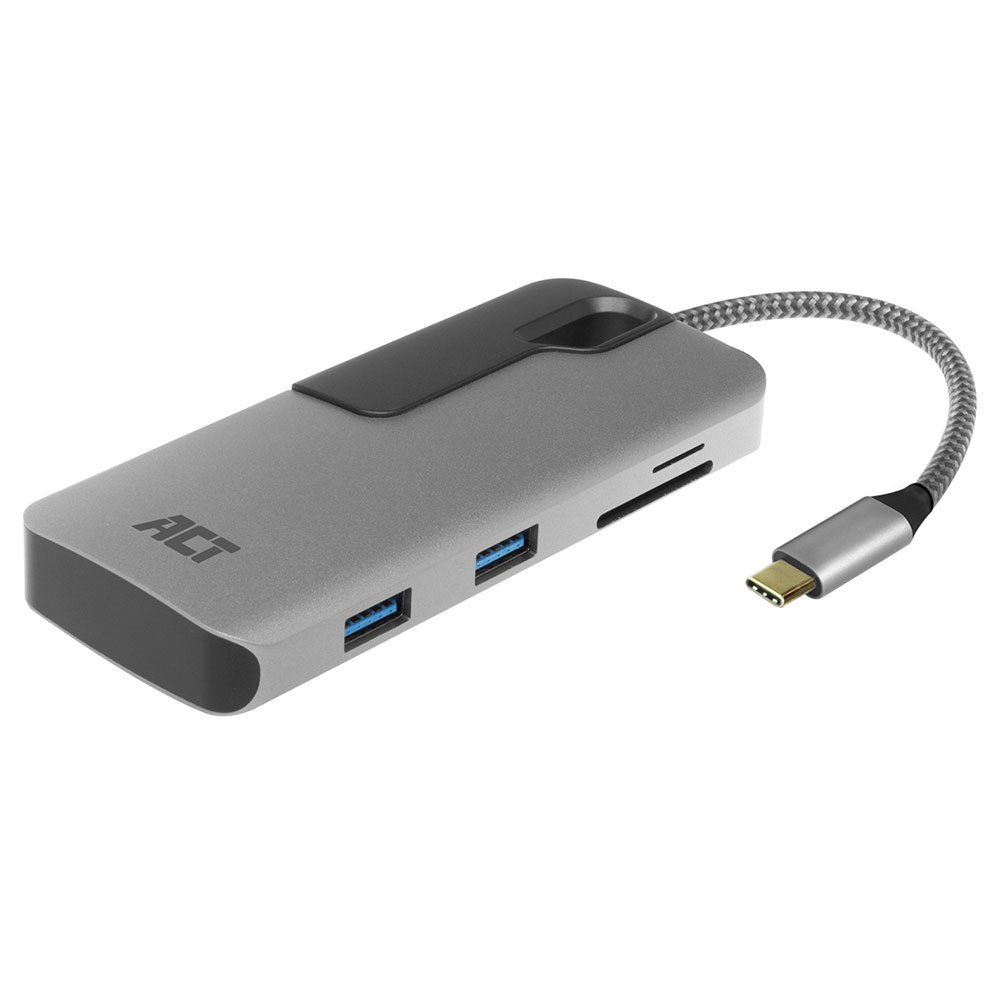 ACT USB-C hub 3.0 3 port, card reader, PD pass-through – image 3