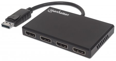 Manhattan DisplayPort to 4-Port DisplayPort Splitter Hub with MST, 4K@30Hz, USB Power, Video Wall Function, HDCP 2.2