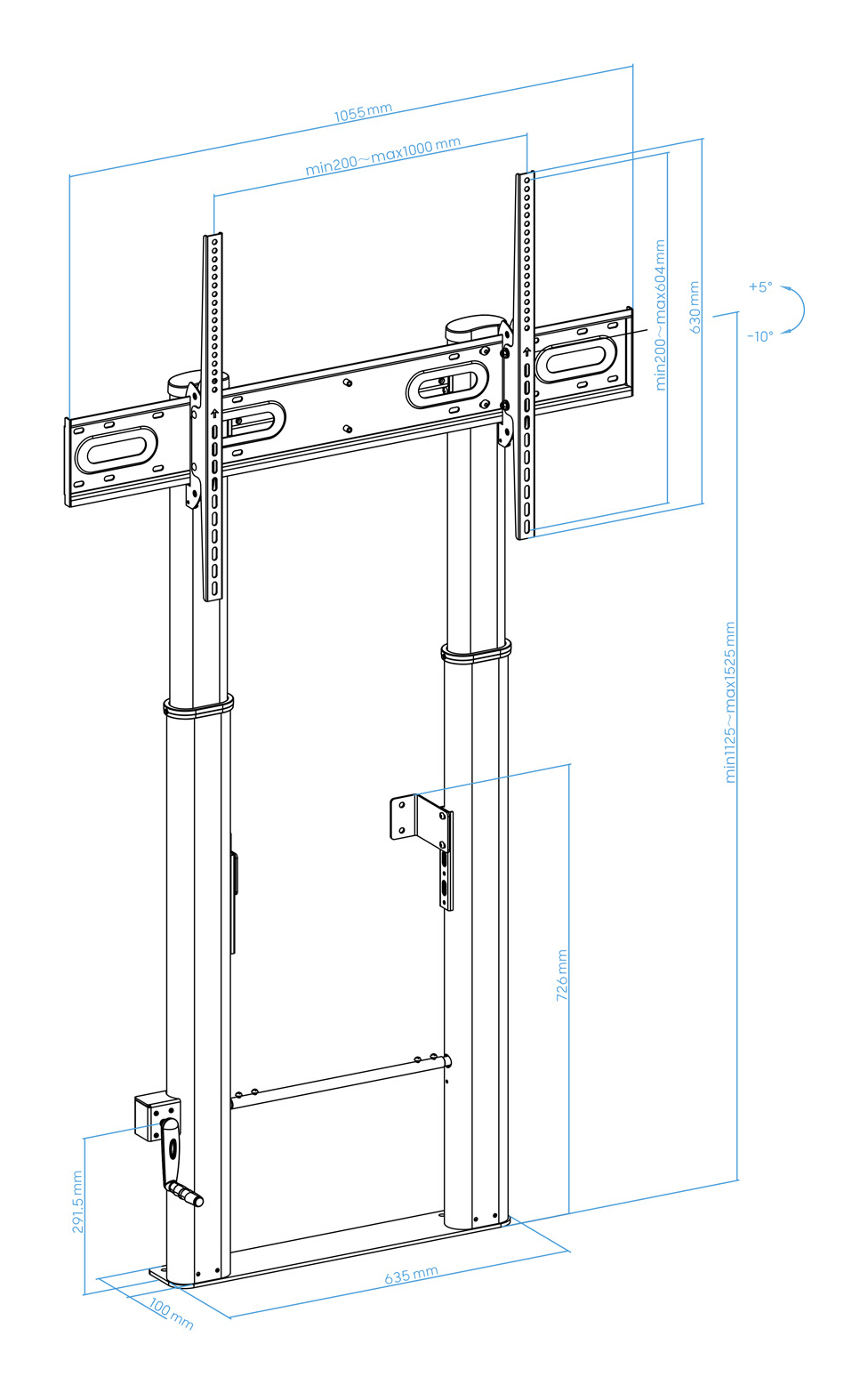 TooQ Lottus Fixed Floor/Wall Mount with Height Adjustment for Screens 60‘-100’, Black – image 9