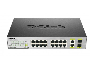 D-Link DES-1018P network switch Unmanaged L2 Fast Ethernet (10/100) Power over Ethernet (PoE) Black, Grey – image 1