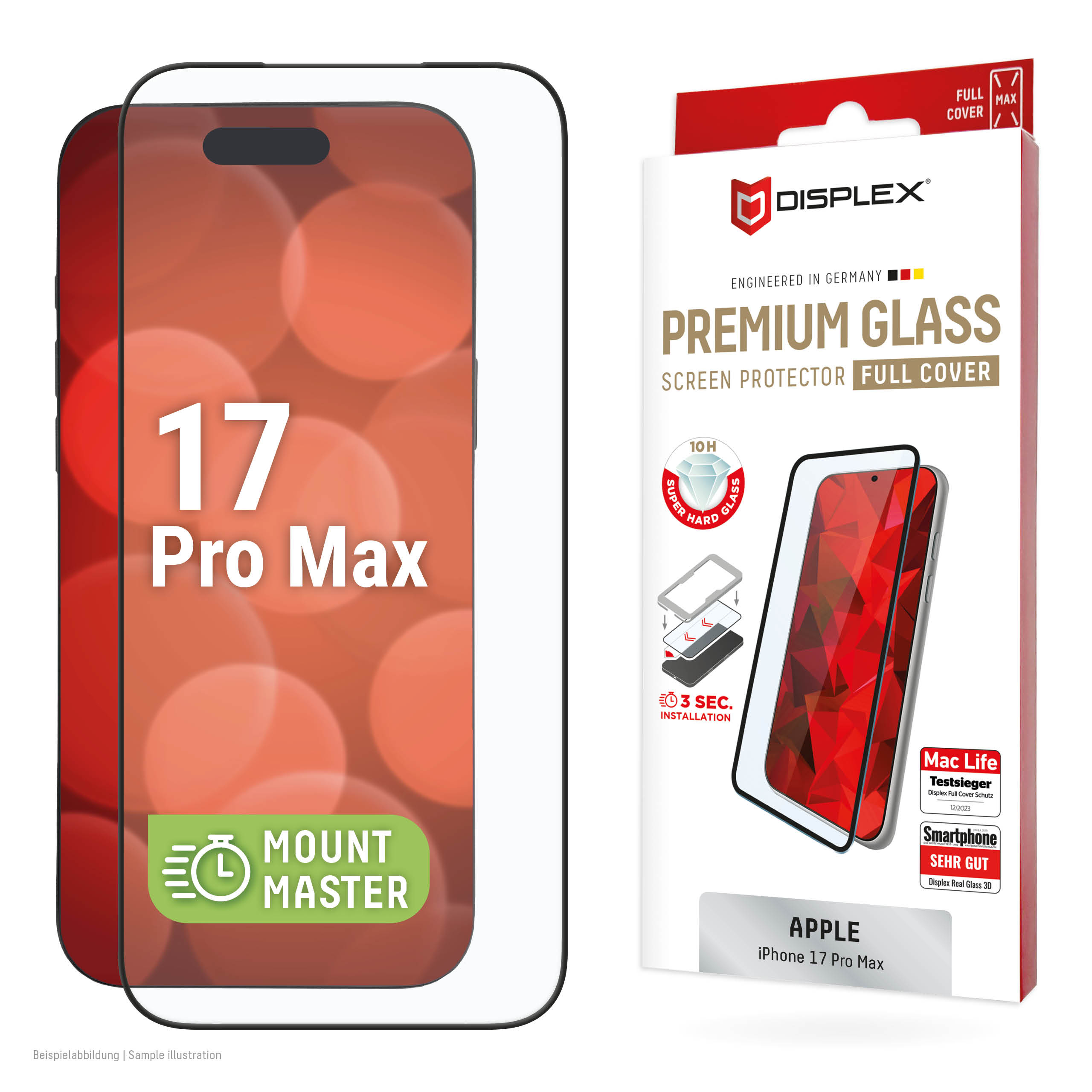 Displex Premium Screen Protector (Full Cover, 10H) for Apple iPhone 17 Pro Max, Full Cover