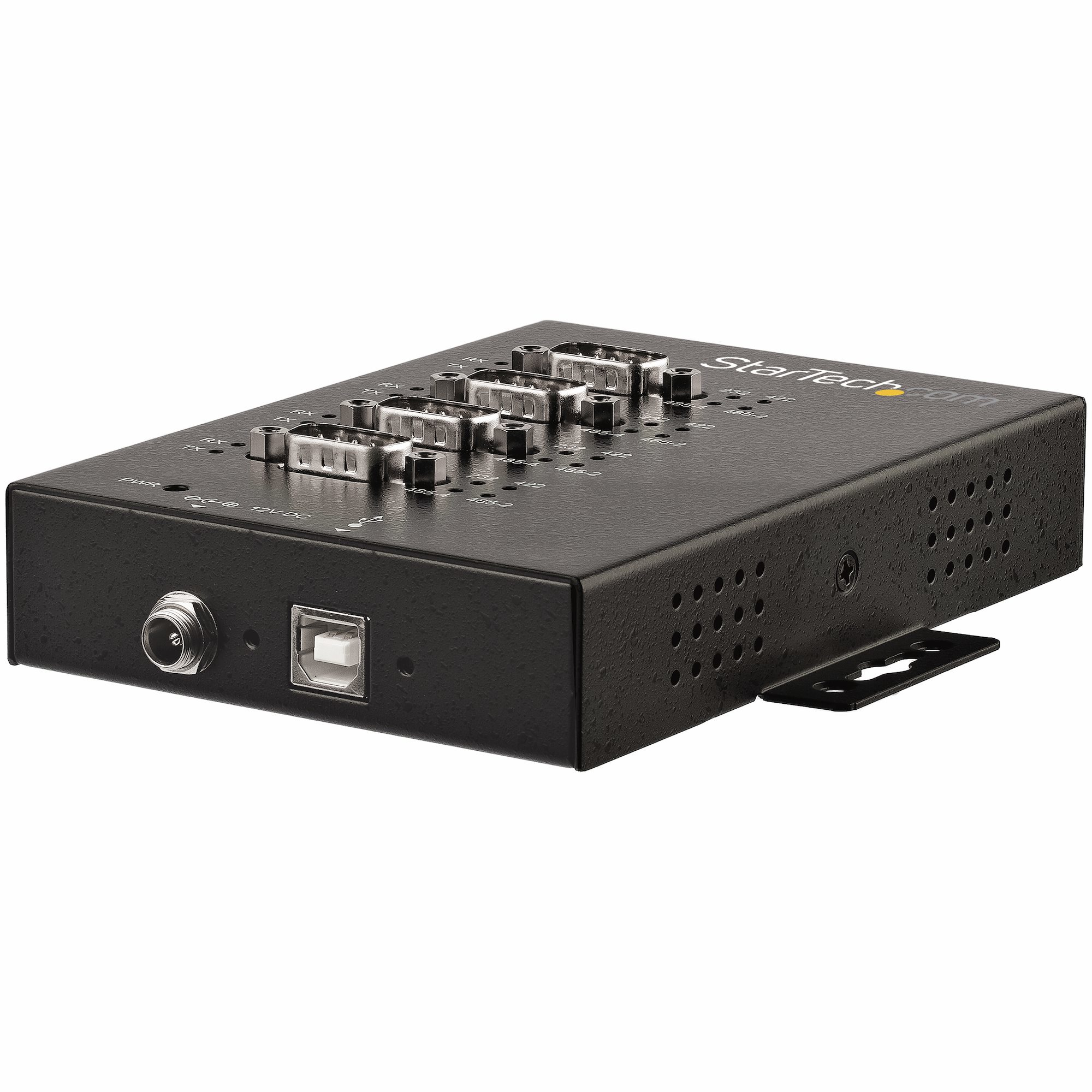 StarTech.com 4 Port Serial Hub USB to RS232/RS485/RS422 Adapter, Industrial USB 2.0 to DB9 Serial Converter Hub, IP30 Rated, Din Rail Mountable Metal Serial Hub, 15kV ESD Protection - 6ft Locking Cable Incl - Serial adapter - USB 2.0 - RS-232/422/485 x 4 + USB 2.0 x 1 - black - TAA Compliant