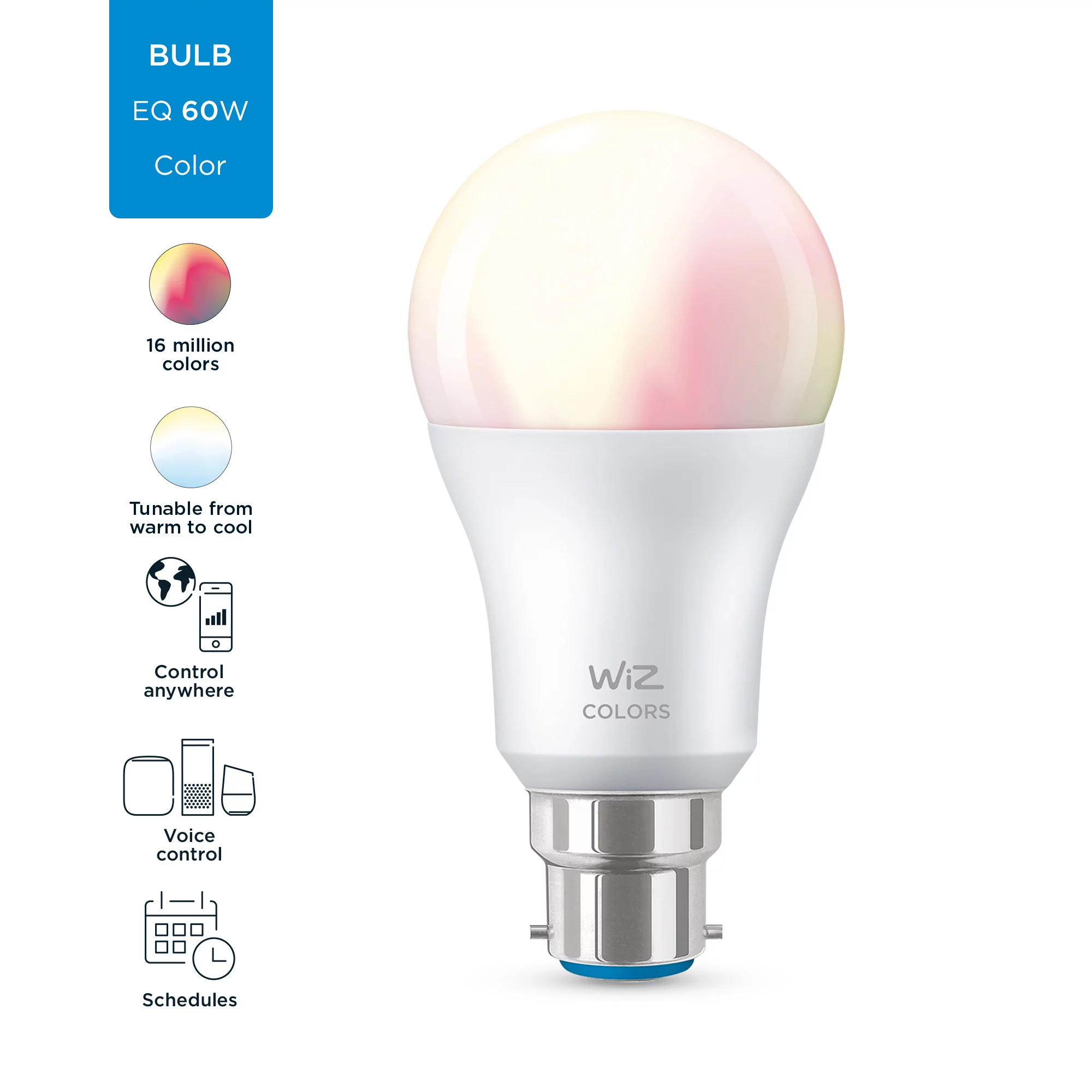 WiZ Bulb 8W (Eq.60W) A60 B22 – image 3