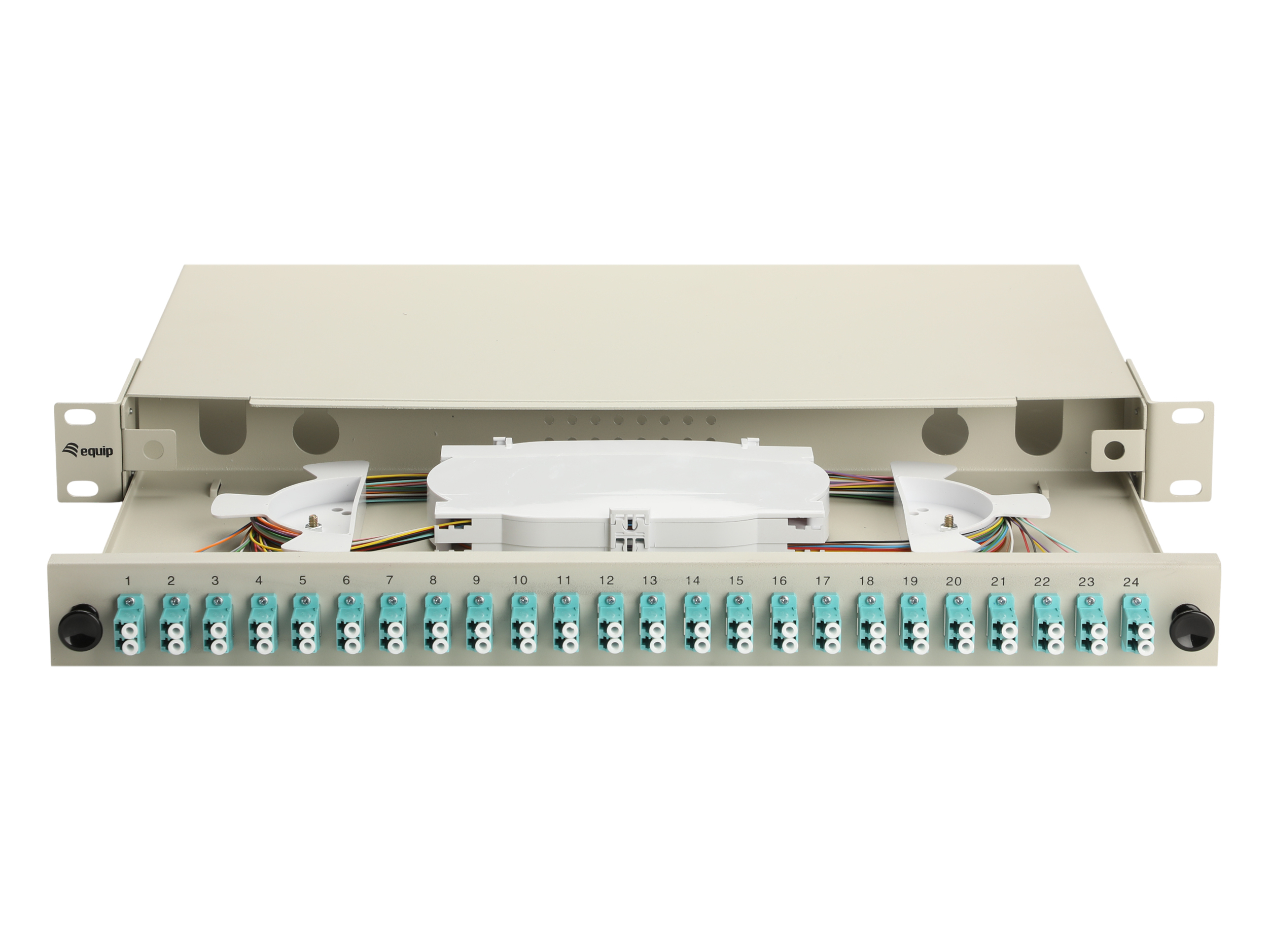 Equip LWL-Spleißkasten 24-Port LC-Duplex OM3 1U komplett  gr