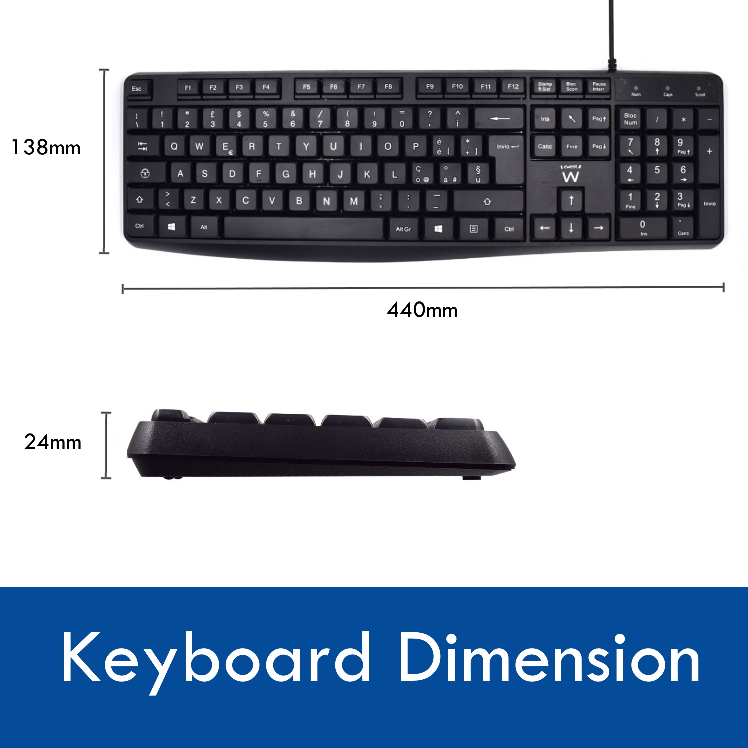 Ewent EW3005 keyboard Mouse included Office USB QWERTY Italian Black – image 5