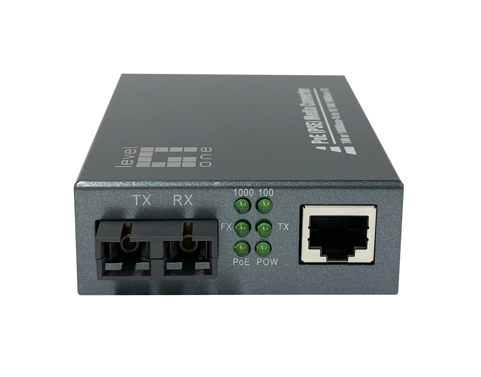 LevelOne RJ45 to SC Gigabit Media Converter, PoE PSE, Single-Mode Fiber, 20km – image 1