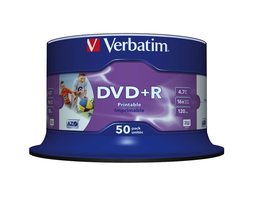 Verbatim DVD+R Wide Inkjet Printable No ID Brand 4,7 GB 50 styck