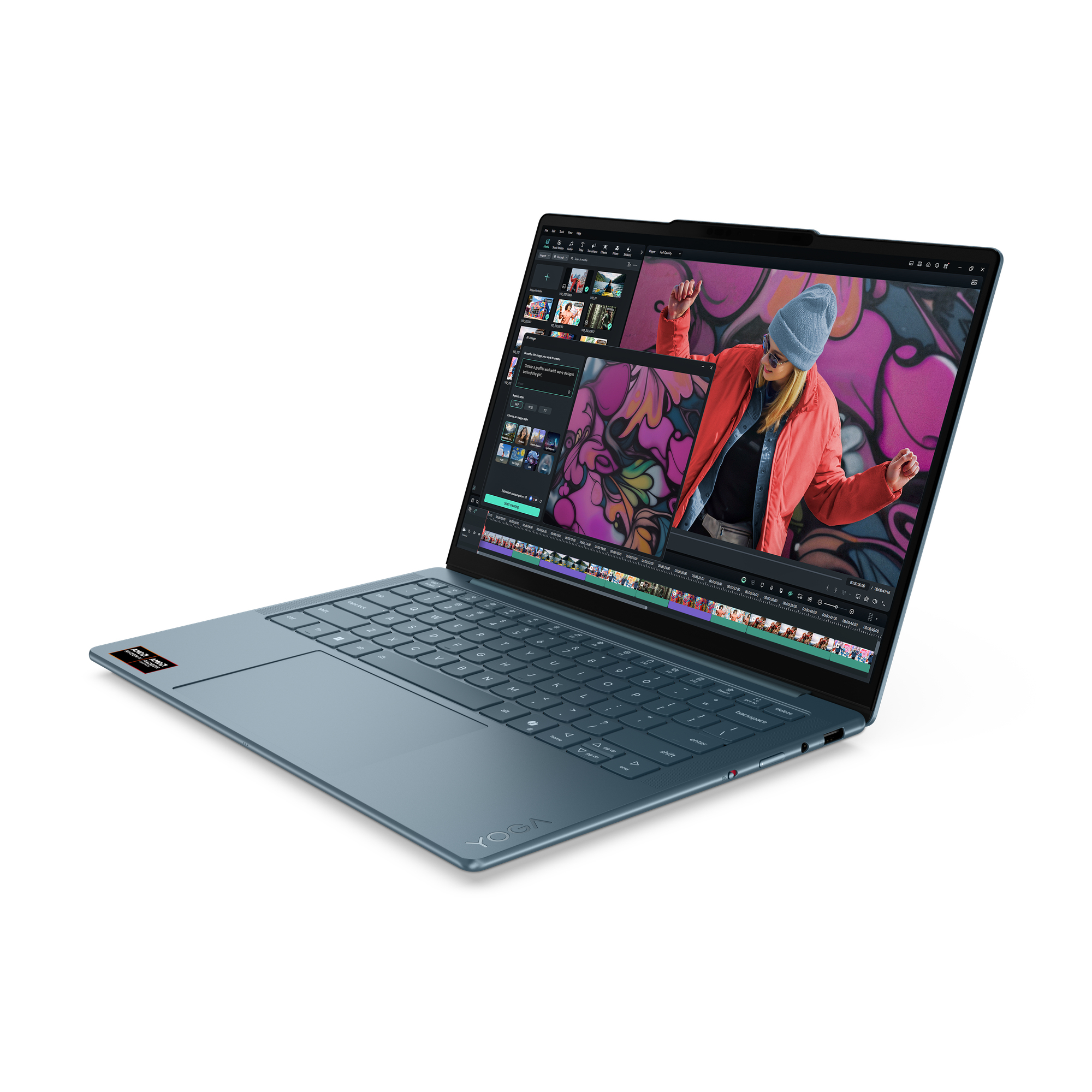Portátil - Lenovo Yoga Slim 7 14AKP10 Copilot+ PC, 14" WUXGA OLED, AMD Ryzen™ AI 350, 50 TOPS, 32GB RAM, 1TB SSD, Radeon™ 860M, W11 Home, Azul - imagen 5