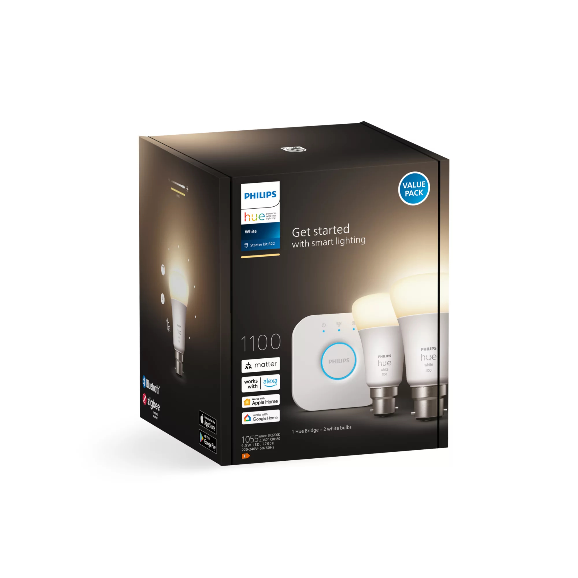 Philips by Signify Philips Hue White Starter kit: 2 B22 smart bulbs (1100) – image 3