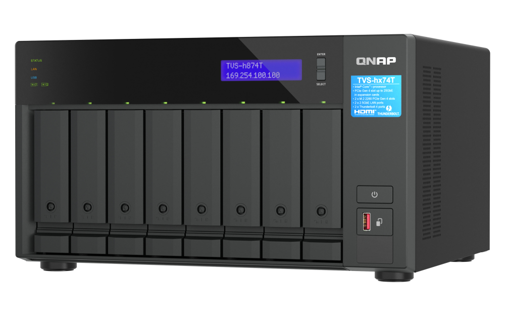 QNAP TVS-h874T NAS Tower Intel Core i9 32 GB DDR4 64 TB HDD QuTS hero Nero (QNAP 64TB Seagate Ironwolf Pro TVS-H874T-I9-64G 8-b