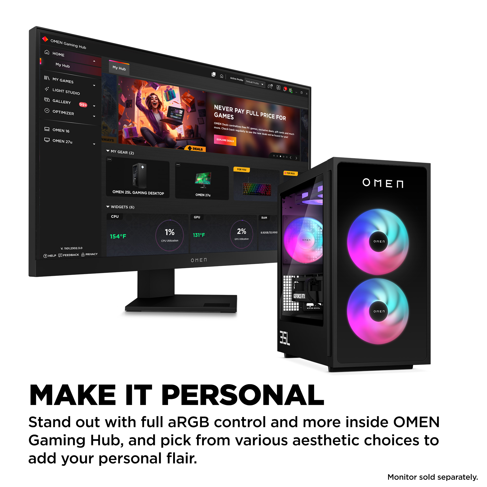 HP OMEN 35L Gaming GT16-0040na Intel Core Ultra 7 265K 32 GB DDR5-SDRAM 1 TB SSD NVIDIA GeForce RTX 5060 Ti Windows 11 Home Tower PC AI PC Black image 7