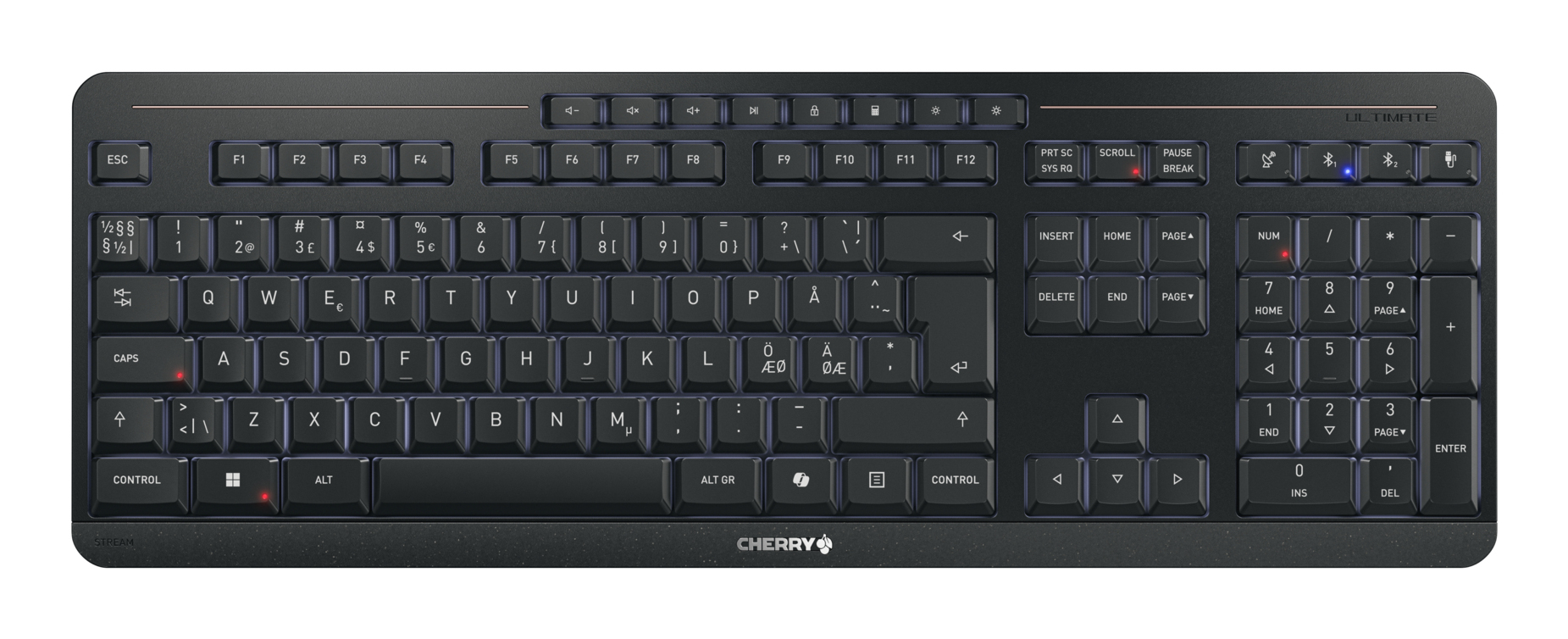 CHERRY Stream ultimate keyboard Home/Office USB + RF Wireless + Bluetooth QWERTY Nordic Black