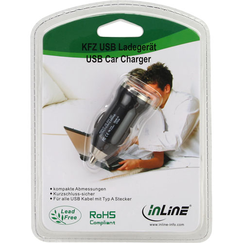 InLine 31502L mobile device charger GPS, Mobile phone, MP3, MP4, Tablet Black, Silver USB Auto – image 2