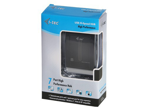 i-tec USB2HUB7 interface hub 480 Mbit/s Black, Silver – image 2