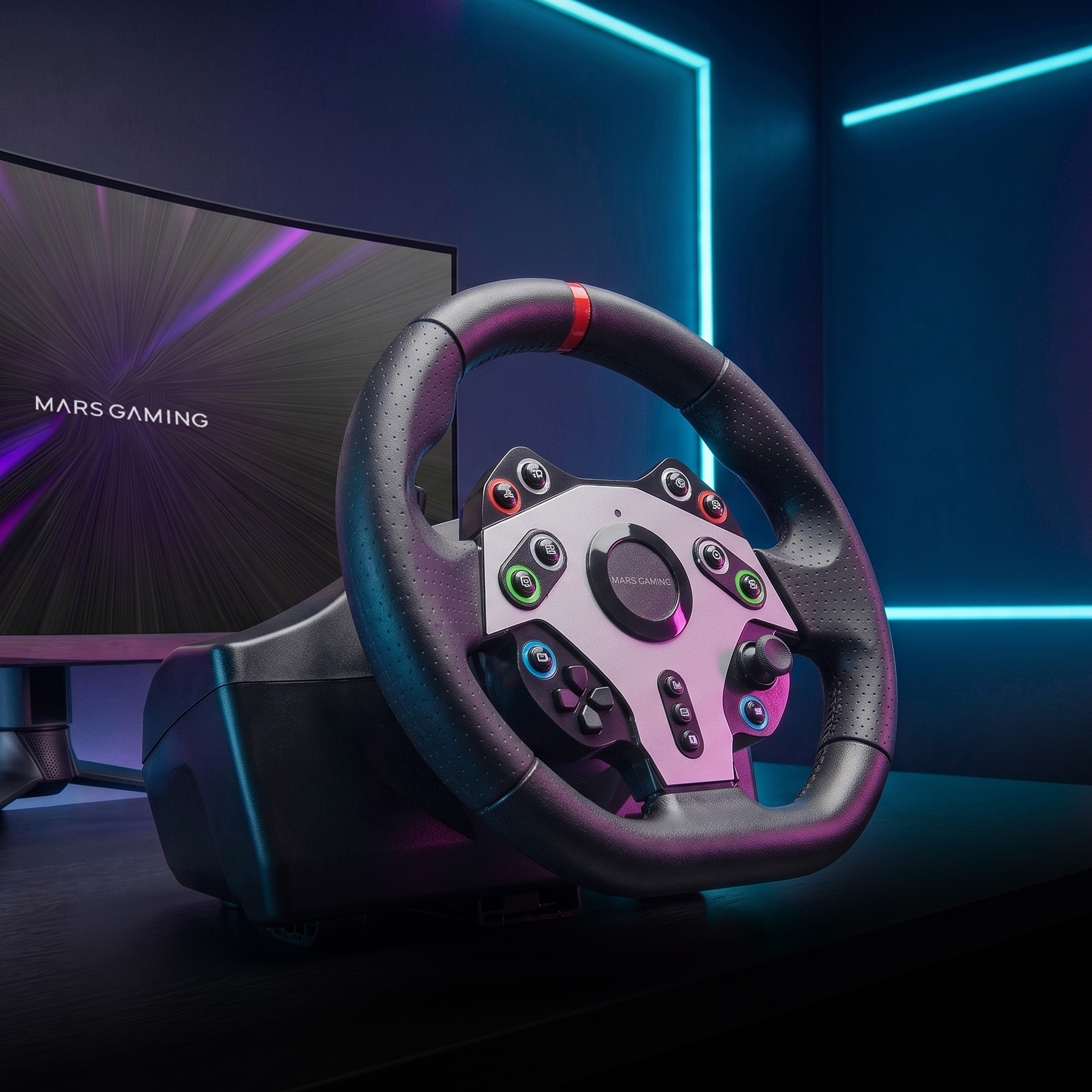 Mars Gaming MWHRSXTWO Gaming Controller Black USB Steering wheel + Pedals Analogue Playstation 3, PlayStation 4, PC, Xbox Series X, Xbox Series S, Xbox One, Nin – image 8