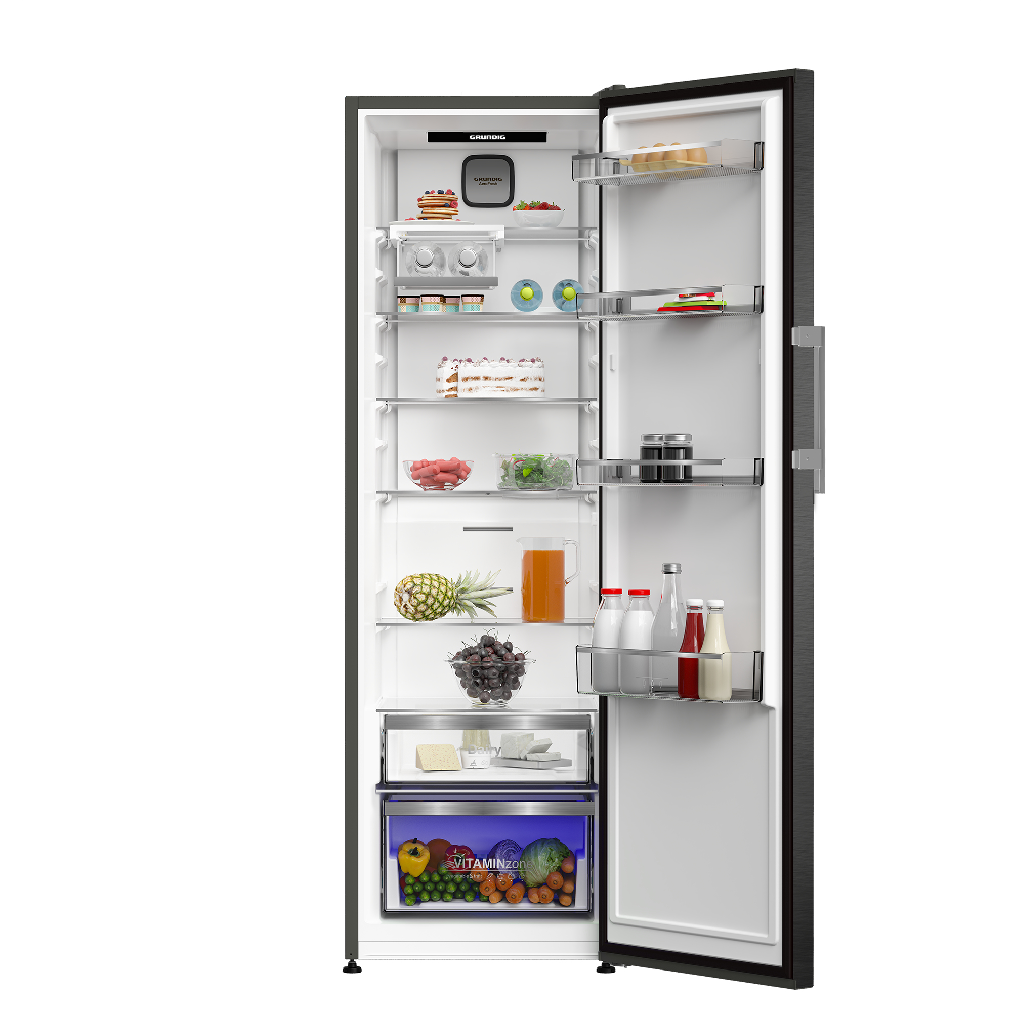 Grundig GLNEP5686VPZ Freestanding Tall Larder Fridge with LED Display – image 2