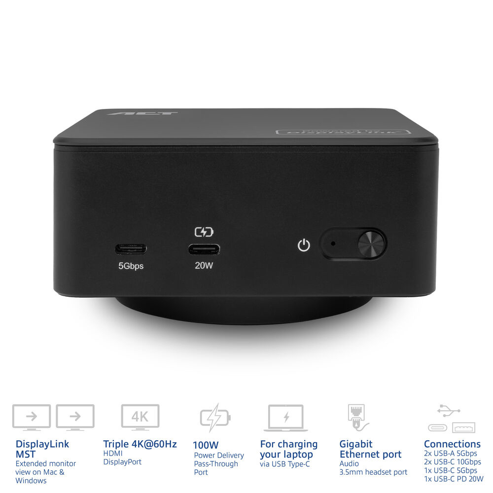 ACT Universal USB-C Docking Station 4K, for 3 HDMI/DisplayPort monitors, DisplayLink – image 2
