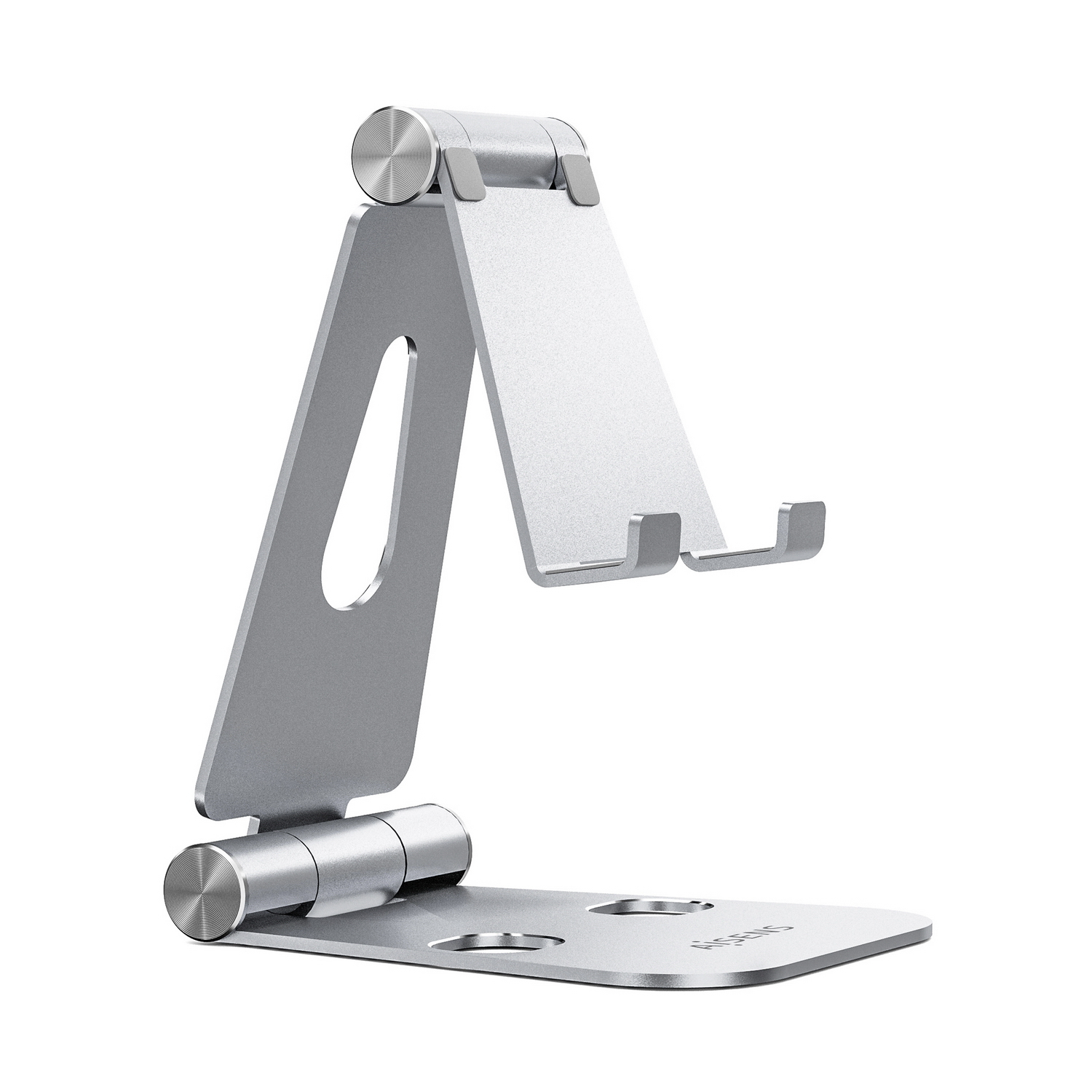 AISENS Soporte De Sobremesa Tamaño XL Ajustable (2 Pivotes) Para Movil / Tablet, Plata