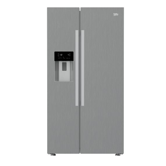 Beko GN162530X side-by-side refrigerator Freestanding Silver, Stainless steel – image 1
