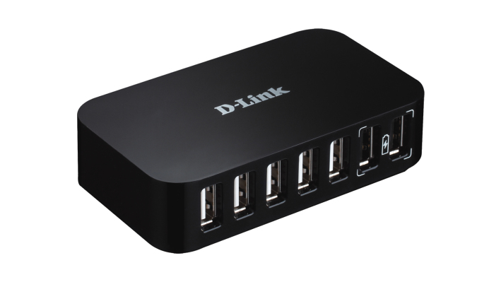 D-Link DUB-H7BL interface hub 480 Mbit/s Black