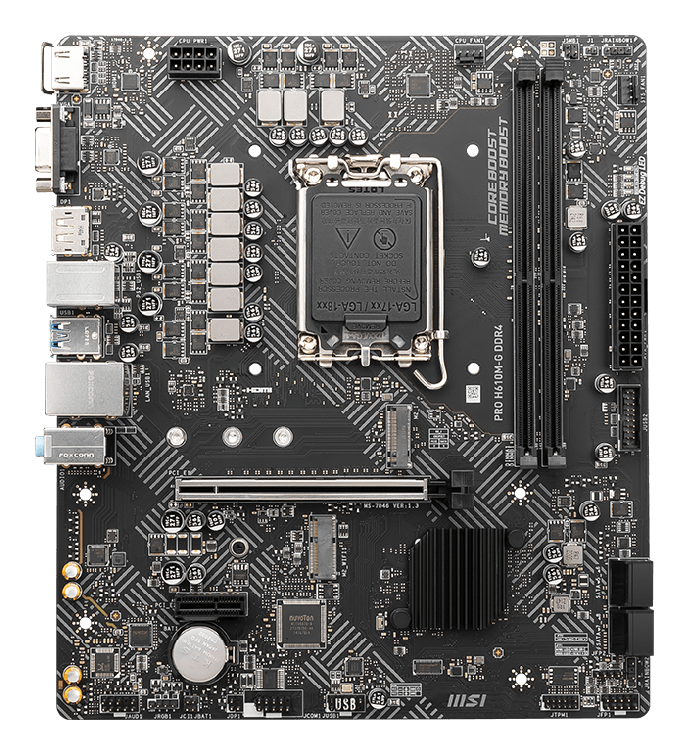 Tarjeta Madre MSI PRO H610M-G DDR4 - Socket 1700 - 2xDDR4 - 2133/2400/2666MHz - VGA - HDMI - M.2 - USB 2.0/3.2 - Micro ATX - PRO H610M-G DDR4